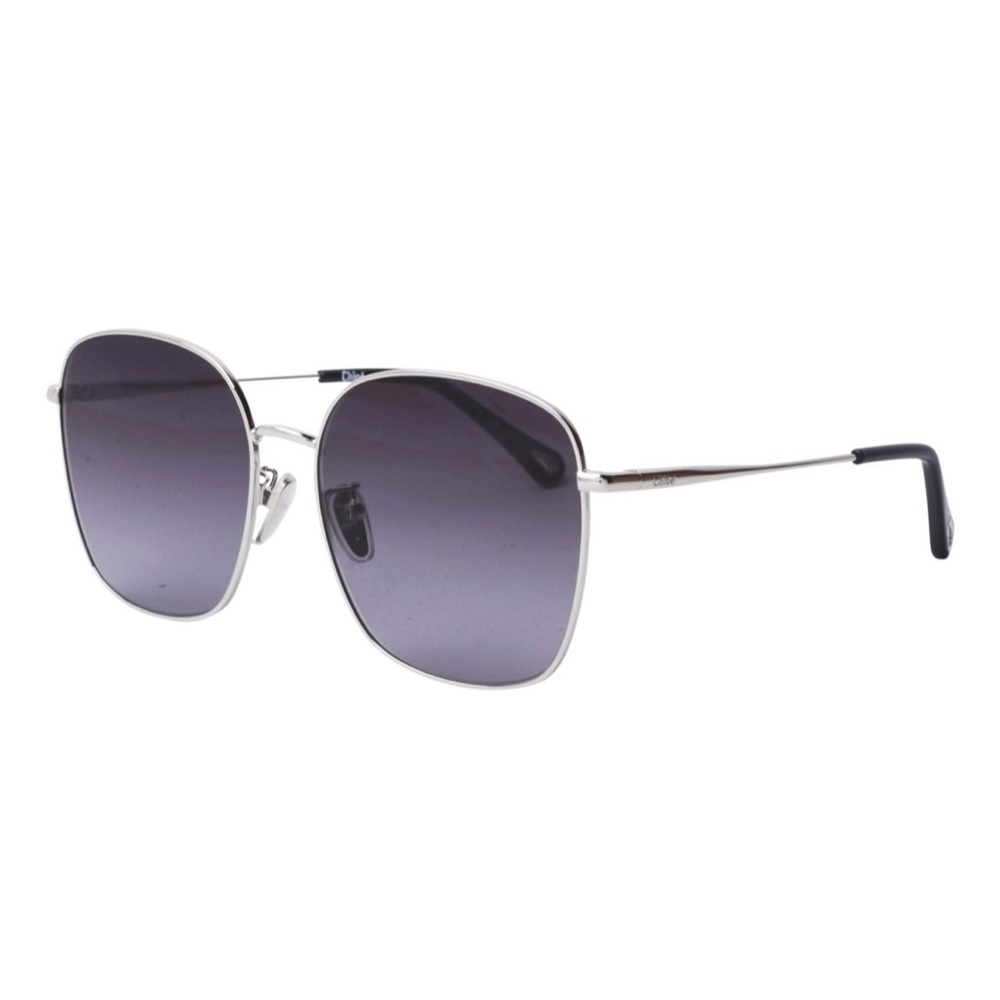 CHLOE SILVER/MIDNIGHT BLUE GRADIENT OVERSIZED SQUARE SUNGLASSES CH0076SK - Picture 4 of 6